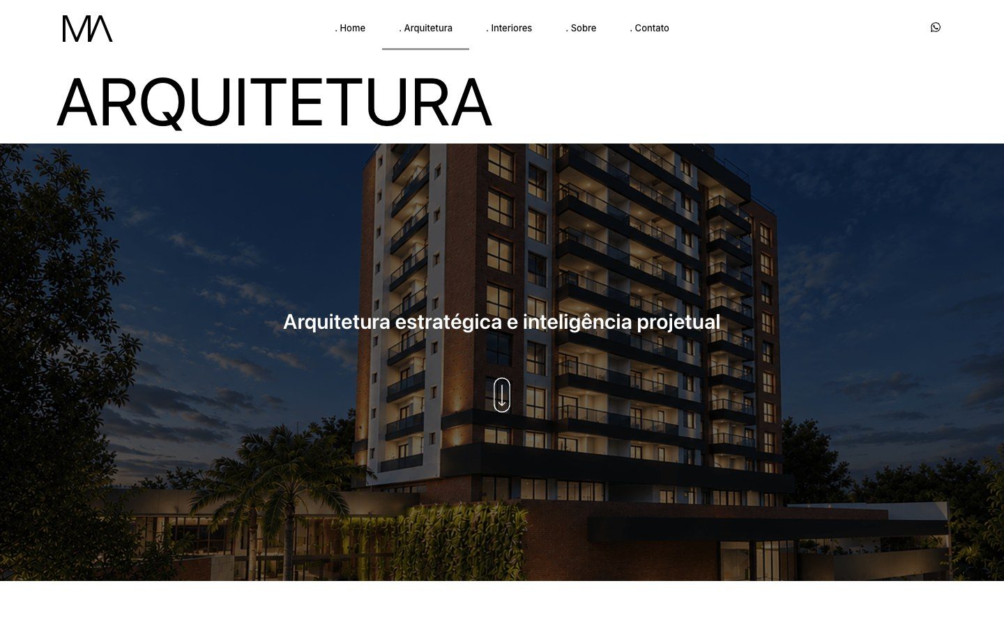 Lista de projetos de arquitetura no site da Milani.