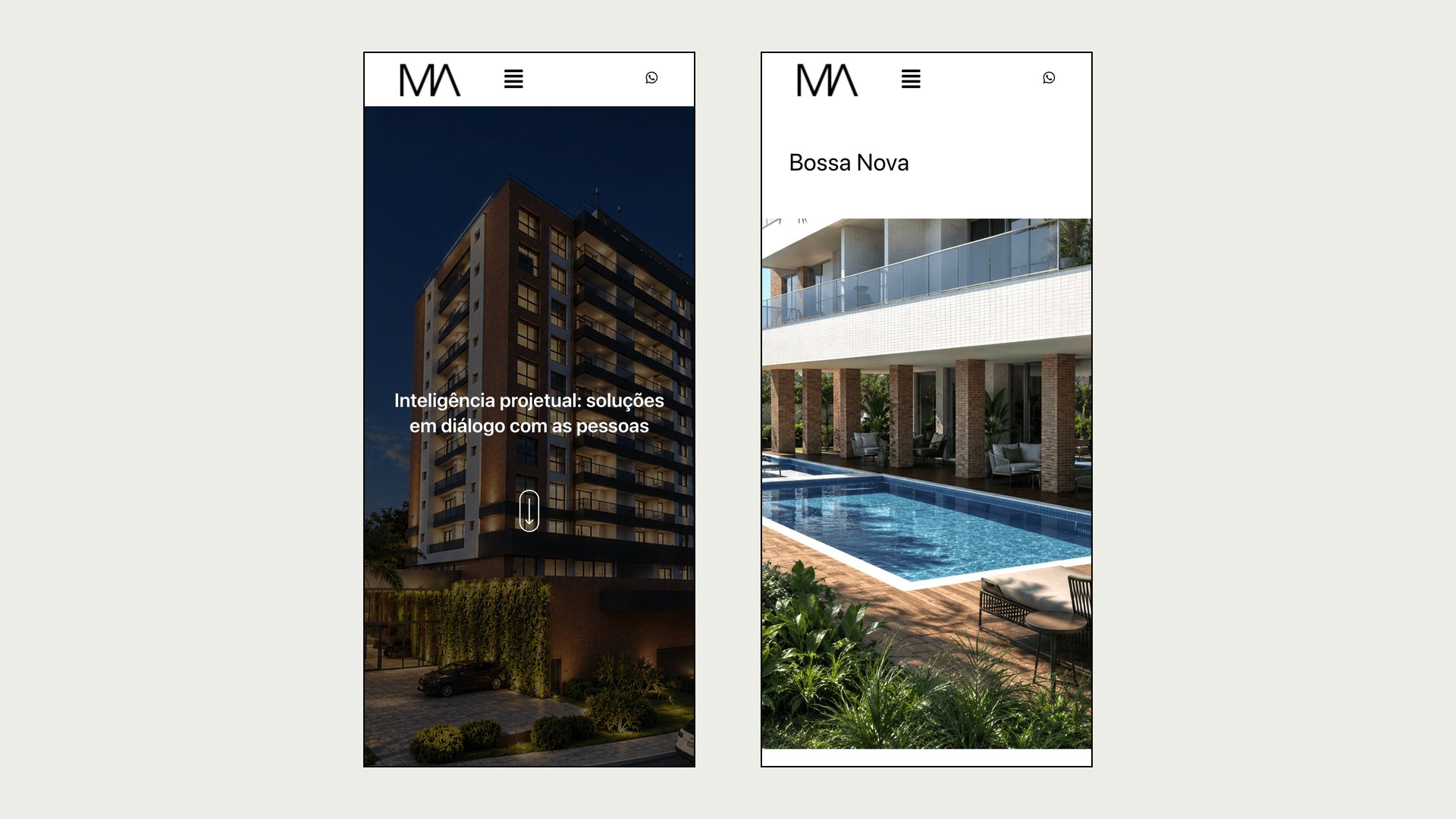 Apresentação do site da Milani em tela de celular.
